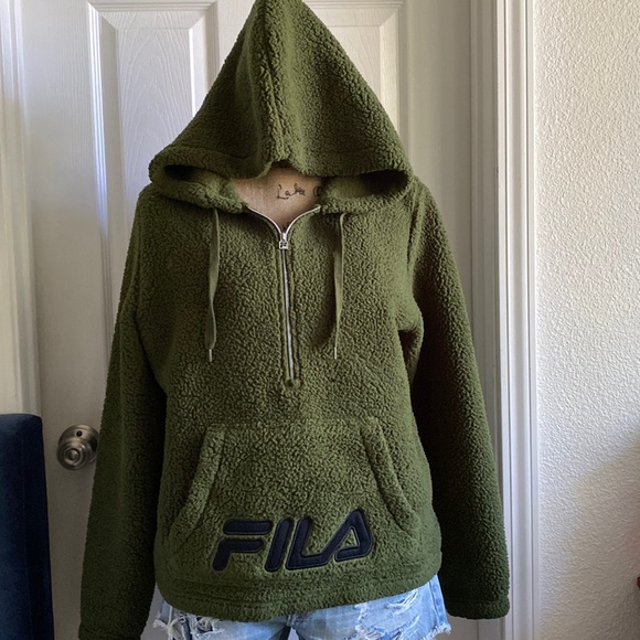 EUC FILA Sherpa Hoodie Jacket-Medium - Picture 8 of 8
